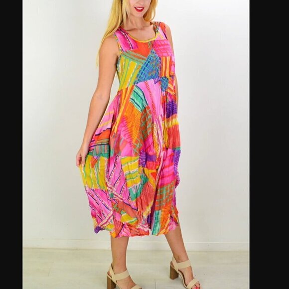 ORIENTIQUE Australian Amalfi Bubble Dress Tunic Size Small Art to Wear - Picture 1 of 8